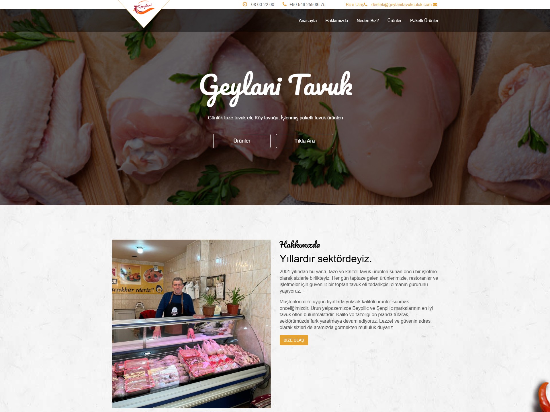 Geylani Tavukçuluk website preview